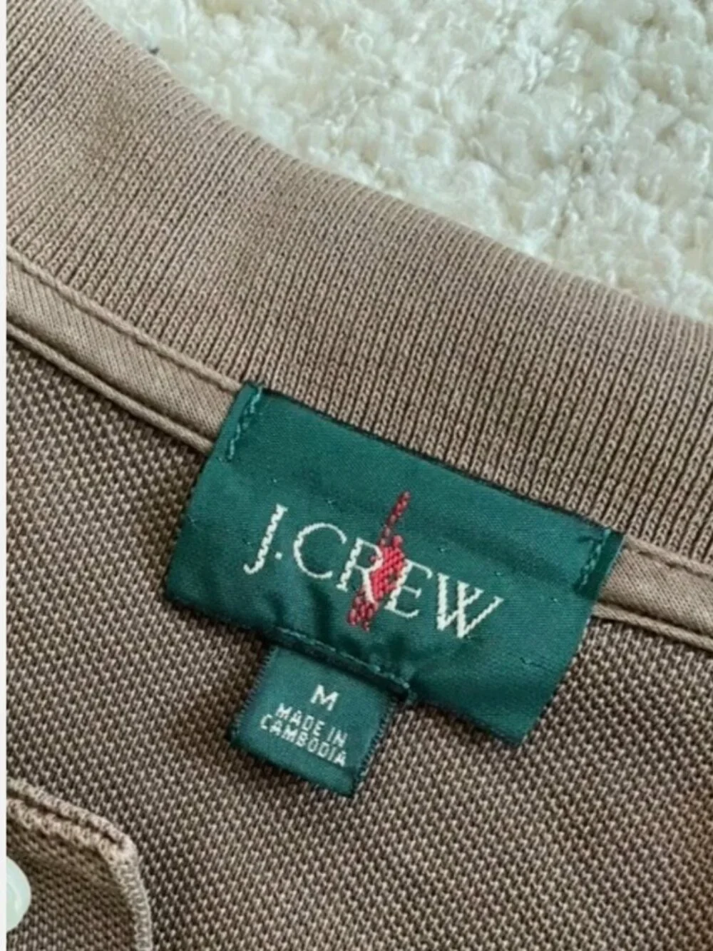 J.Crew Long Sleeve Washed Pique Polo Shirt Oarsman Deep Twig Brown Preppy Size M